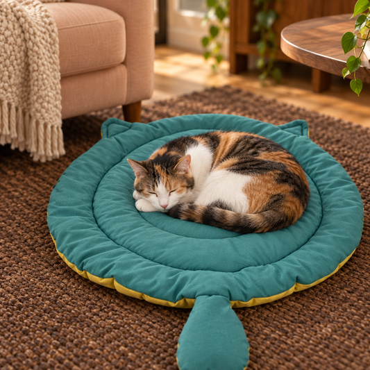 Charming Cat-Shaped Bed Cushion for Cozy Daytime Naps