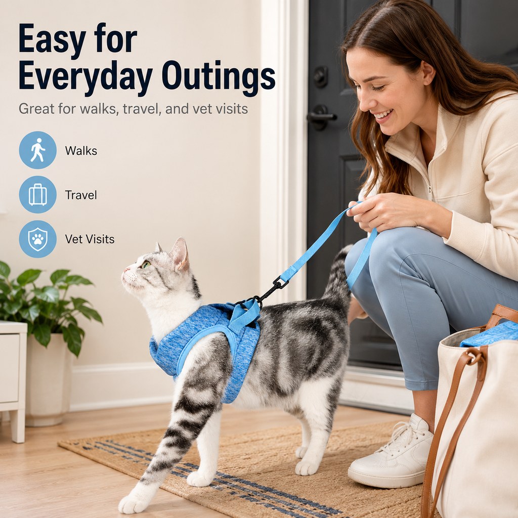 Cat Harness and Leash Set for Outdoor Walks, Lightweight