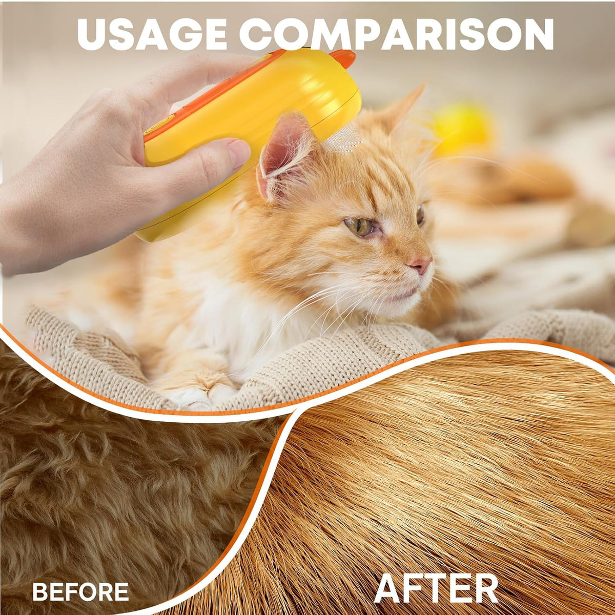 2-in-1 Spray Pet Grooming Brush | Anti-Static Detangling Ducky Brush for Cats & Dogs