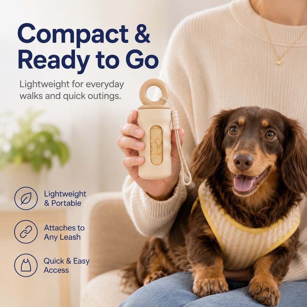 Dog Poop Bag Dispenser, Clip-On Leash Waste Bag Holder