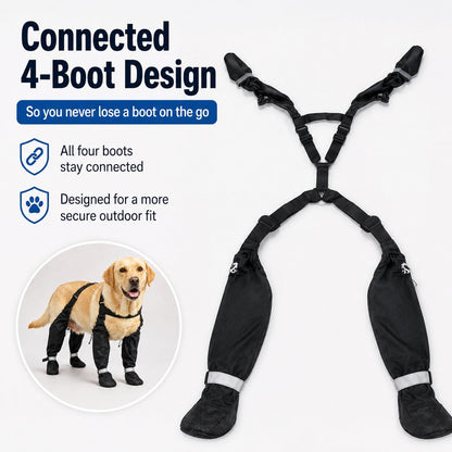 Dog Boots for Rain & Mud, 4-in-1 Connected Leg Protection