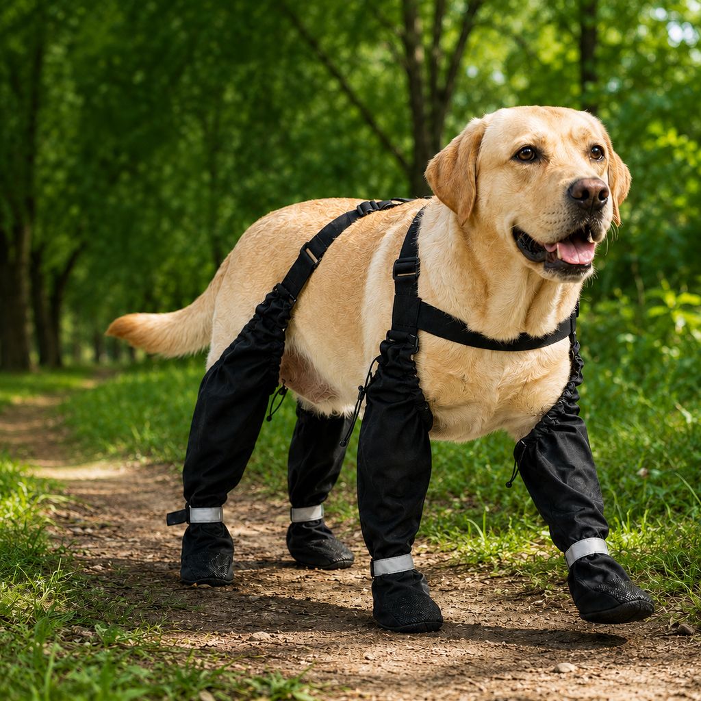 Dog Boots for Rain & Mud, 4-in-1 Connected Leg Protection