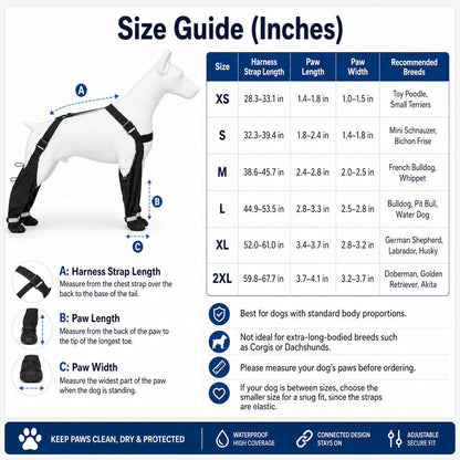 Dog Boots for Rain & Mud, 4-in-1 Connected Leg Protection