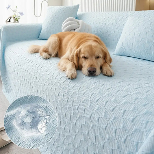 Cooling Textured Ice Silk Sofa Blanket – Skin-Friendly, Breathable, Washable Couch Cover