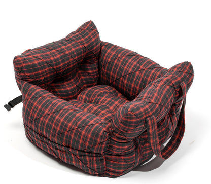 Red diamond check dog car seat bed