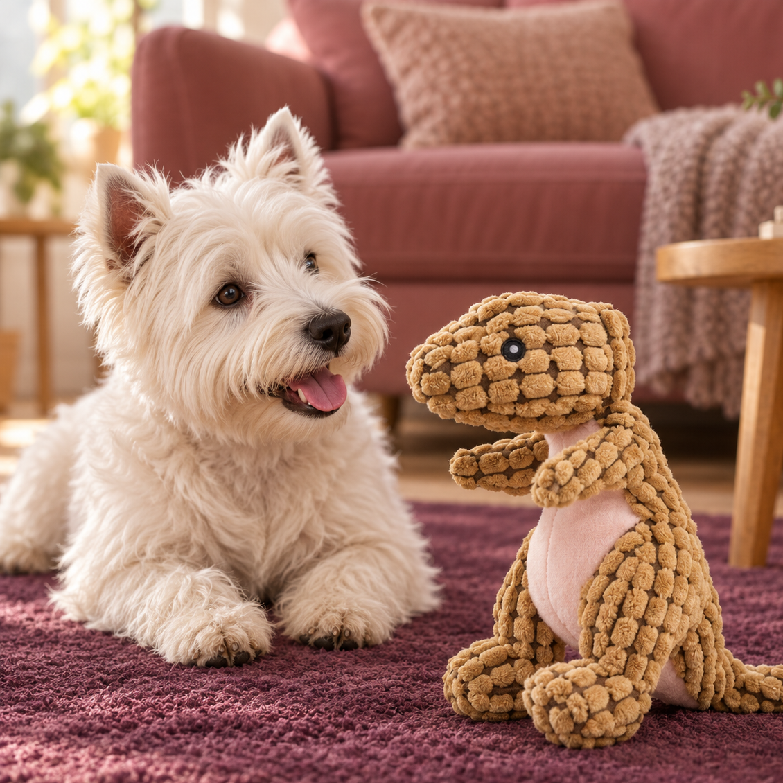 Cuddly Plush Dinosaur Dog Toy for Playful Bonding Time