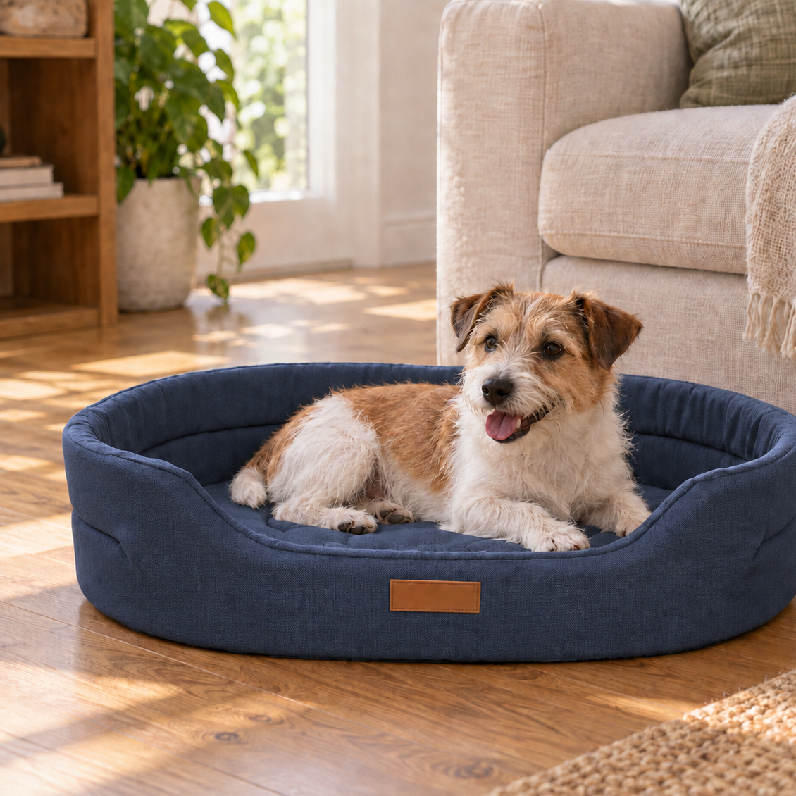 Cozy Cushioned Oval Pet Bed for Peaceful Small Dog Naps
