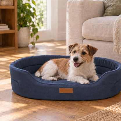 Cozy Cushioned Oval Pet Bed for Peaceful Small Dog Naps