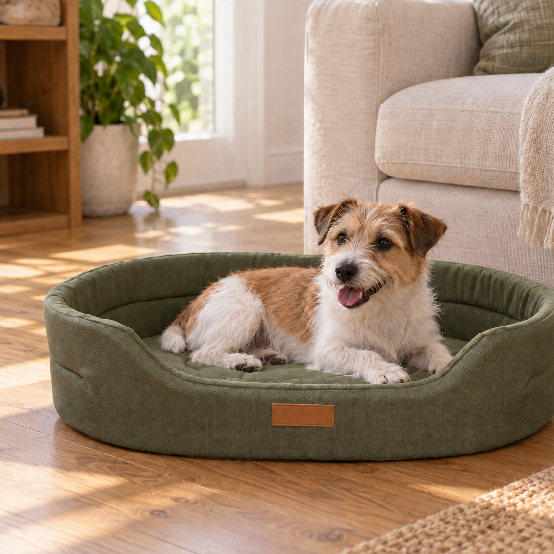 Cozy Cushioned Oval Pet Bed for Peaceful Small Dog Naps