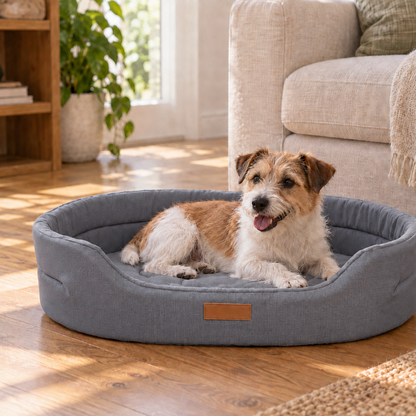 Cozy Cushioned Oval Pet Bed for Peaceful Small Dog Naps