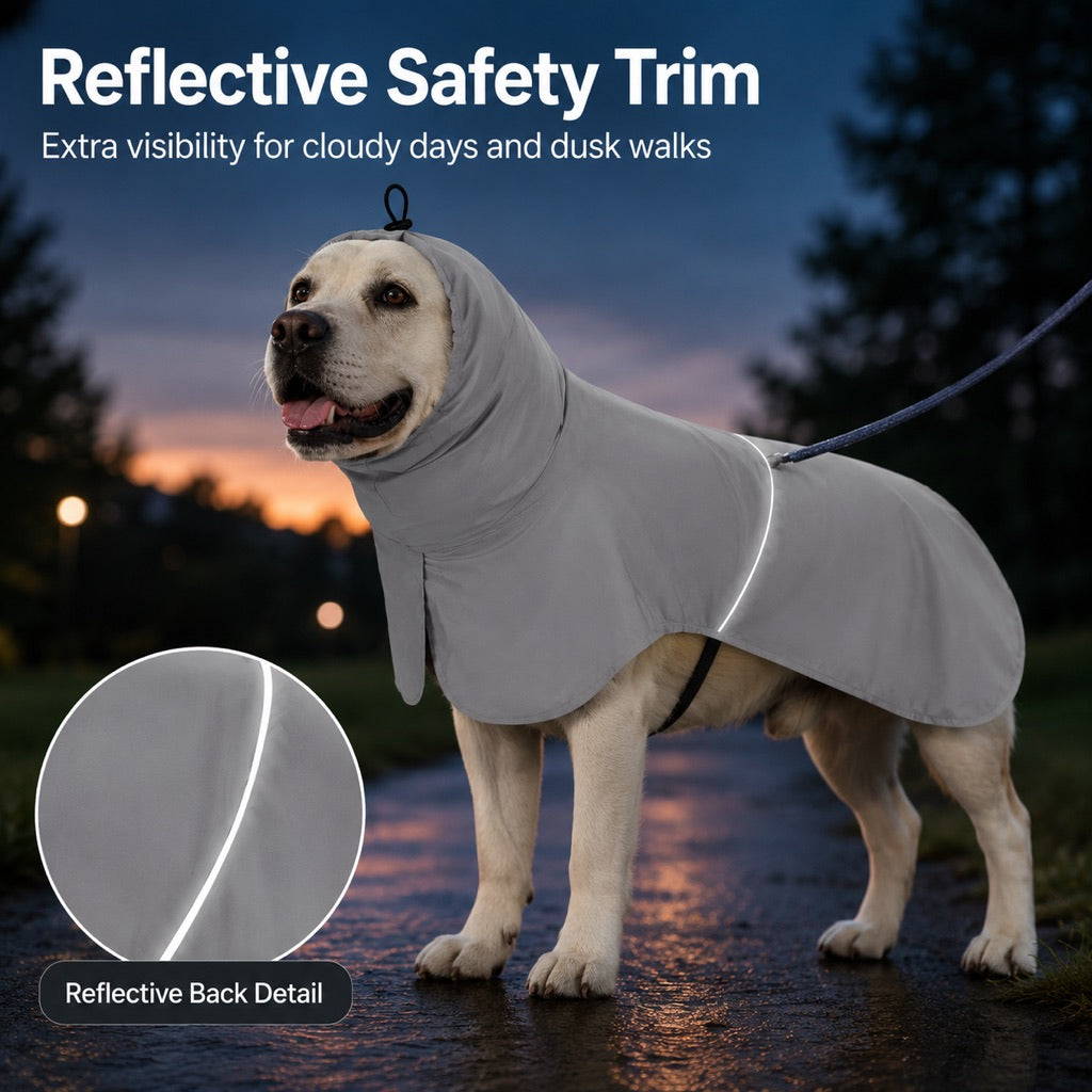 Dog Raincoat with Hood, Lightweight Sun & Rain Cape