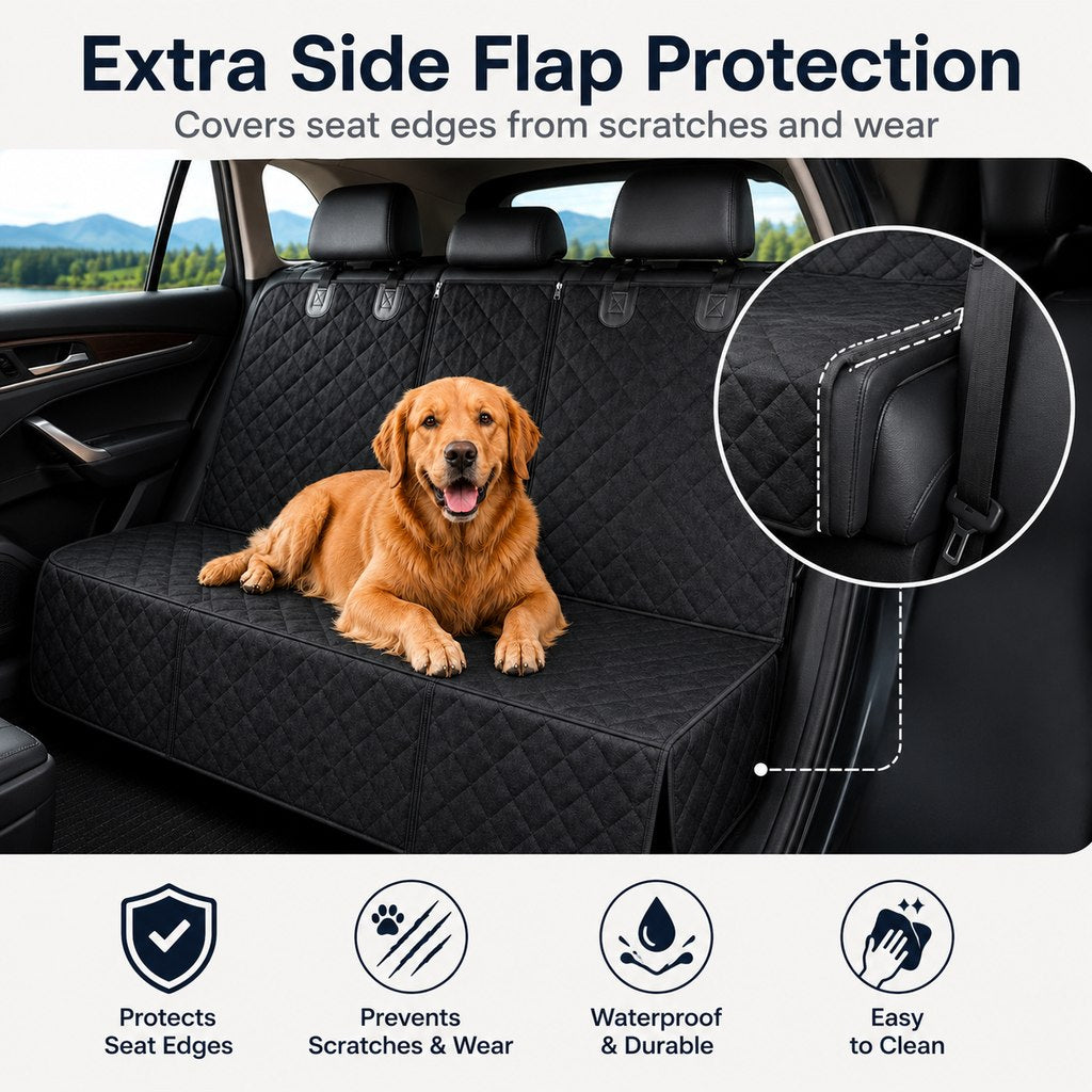 Waterproof Dog Car Seat Cover for Back Seat, Quilted Protector