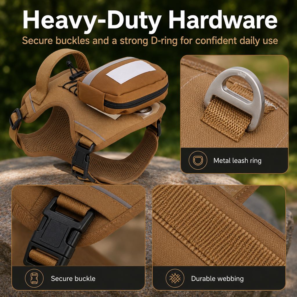 Tactical Dog Harness with Storage Pouch for Daily Walks