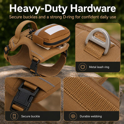 Tactical Dog Harness with Storage Pouch for Daily Walks