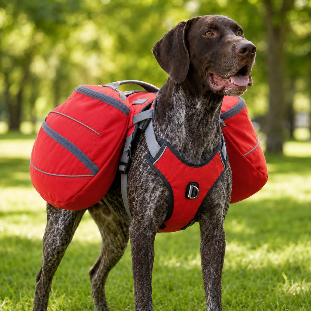 Dog Backpack for Hiking, Saddlebag Harness for Camping Trips