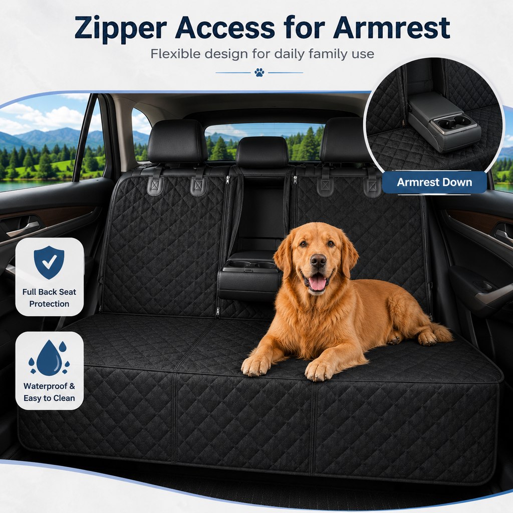 Waterproof Dog Car Seat Cover for Back Seat, Quilted Protector