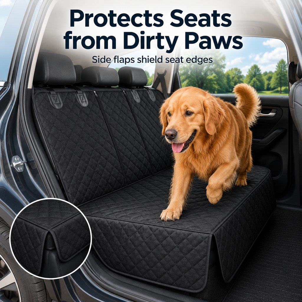 Waterproof Dog Car Seat Cover for Back Seat, Quilted Protector