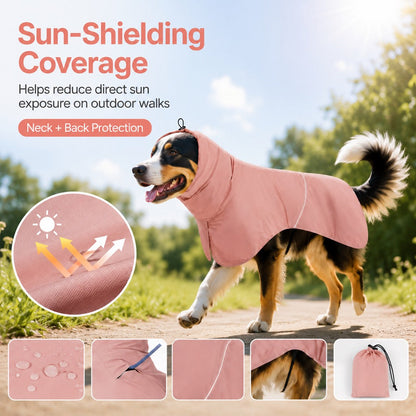Dog Raincoat with Hood, Lightweight Sun & Rain Cape