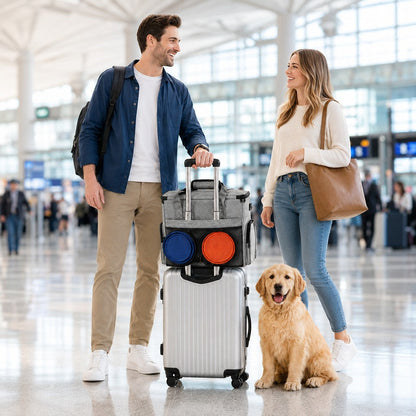 Dog Travel Bag with Collapsible Bowls, Road Trip Organizer