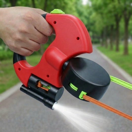 Dual Retractable Dog Leash for 2 Dogs, Tangle-Free with LED Light & Poop Bag Holder