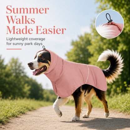 Dog Raincoat with Hood, Lightweight Sun & Rain Cape