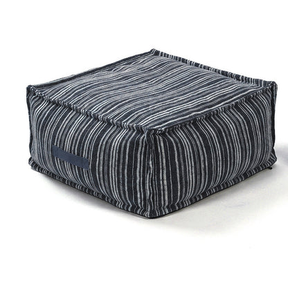 Blue corduroy stripe floor cushion dog bed, 65 x 65 x 30 cm deep