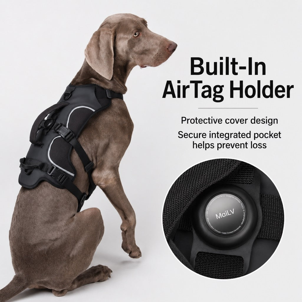 AirTag-Compatible Escape-Resistant Harness for Dogs That Pull