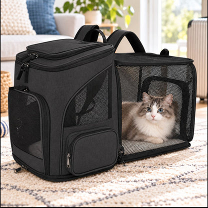 Cat Backpack Carrier, Expandable for Cats & Small Dogs