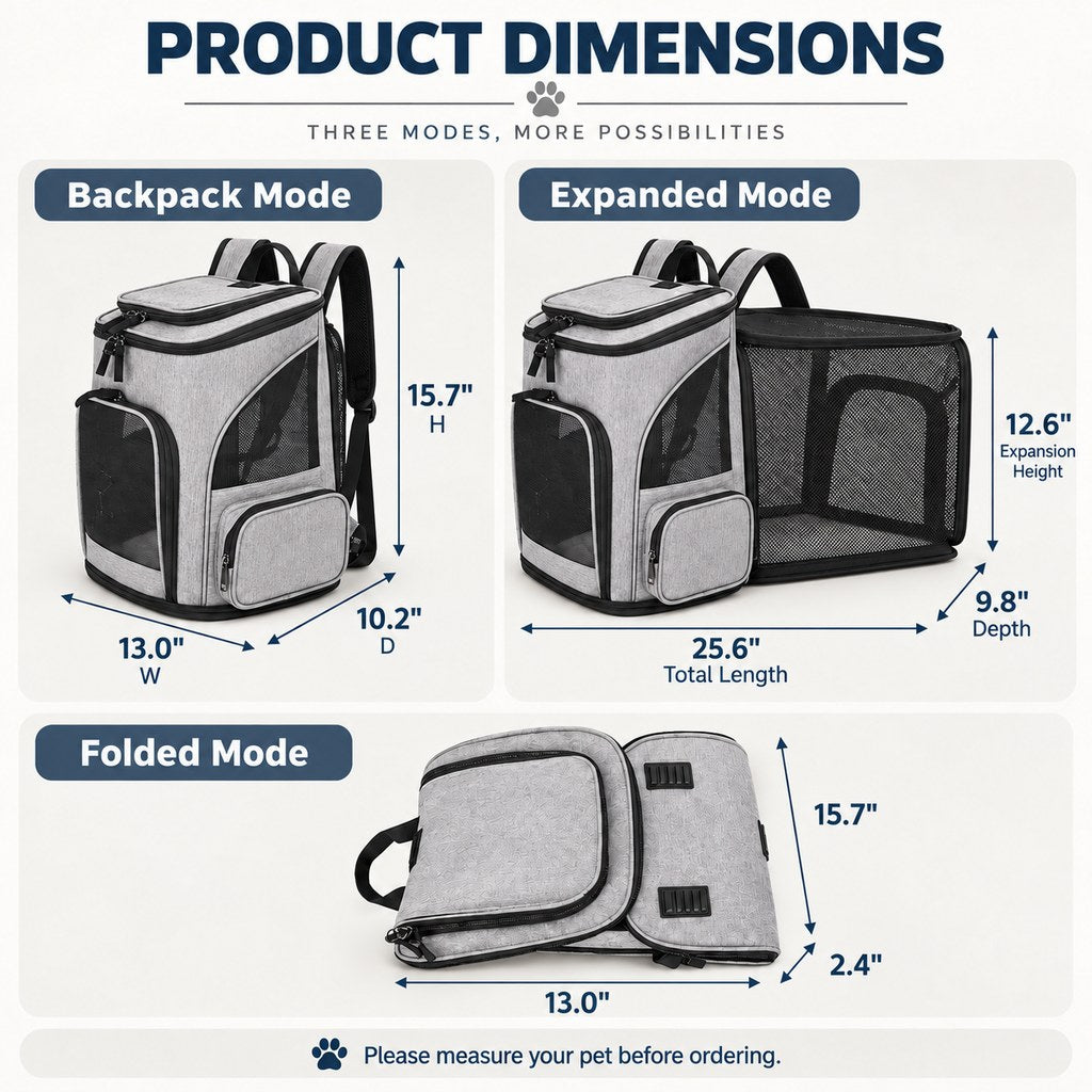 Cat Backpack Carrier, Expandable for Cats & Small Dogs