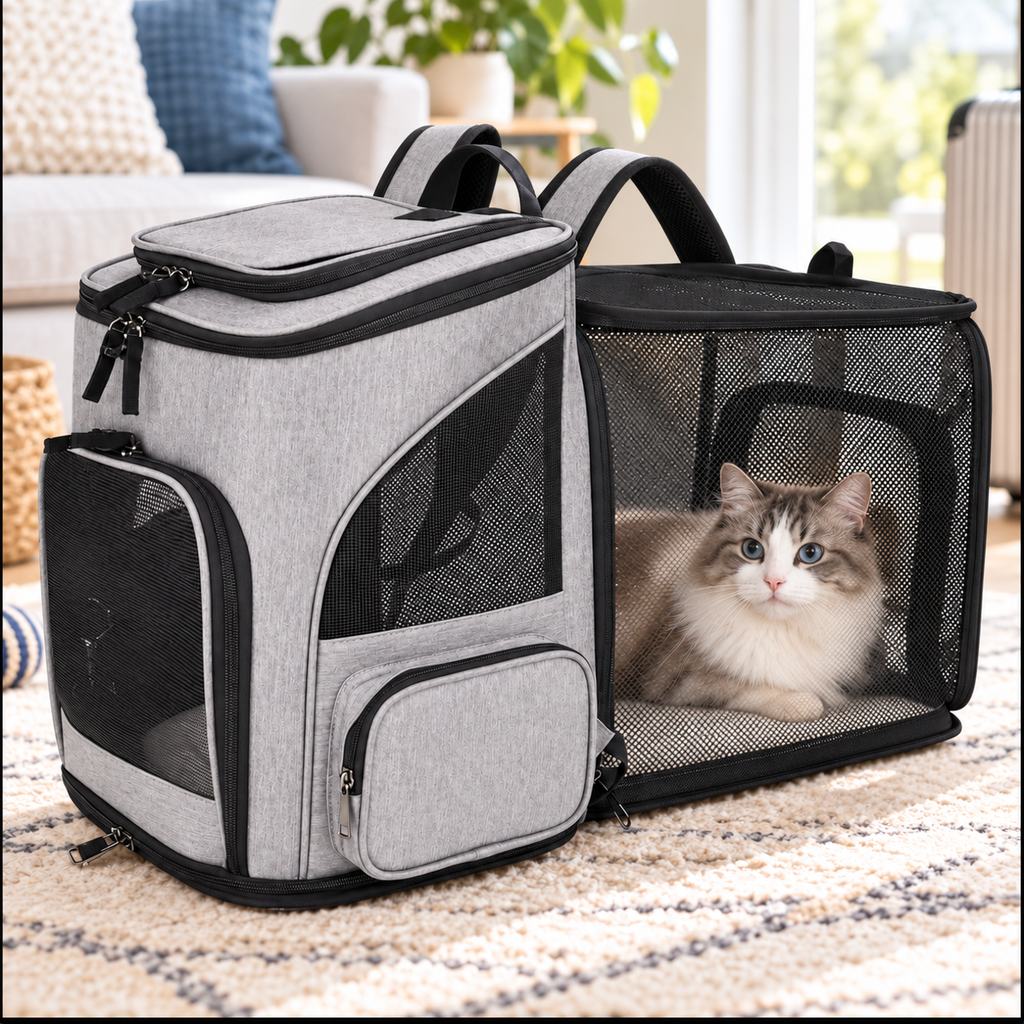 Cat Backpack Carrier, Expandable for Cats & Small Dogs