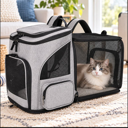 Cat Backpack Carrier, Expandable for Cats & Small Dogs