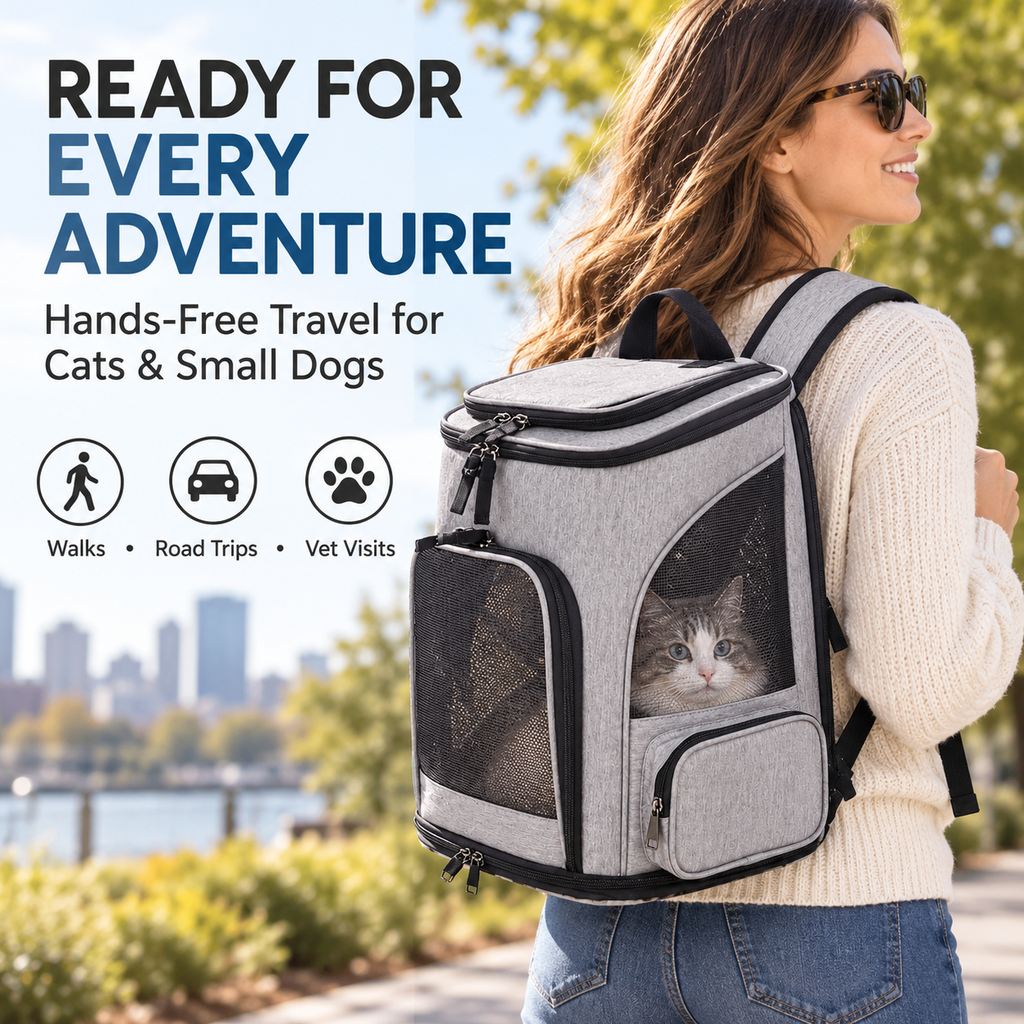 Cat Backpack Carrier, Expandable for Cats & Small Dogs
