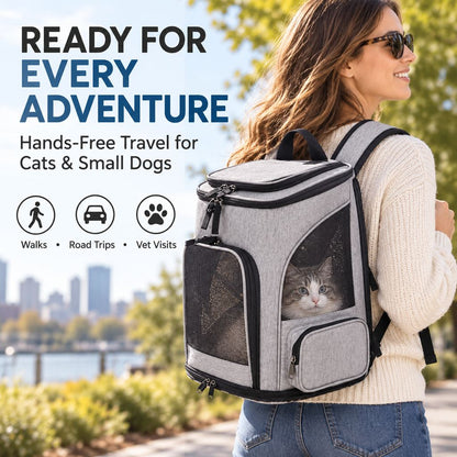 Cat Backpack Carrier, Expandable for Cats & Small Dogs