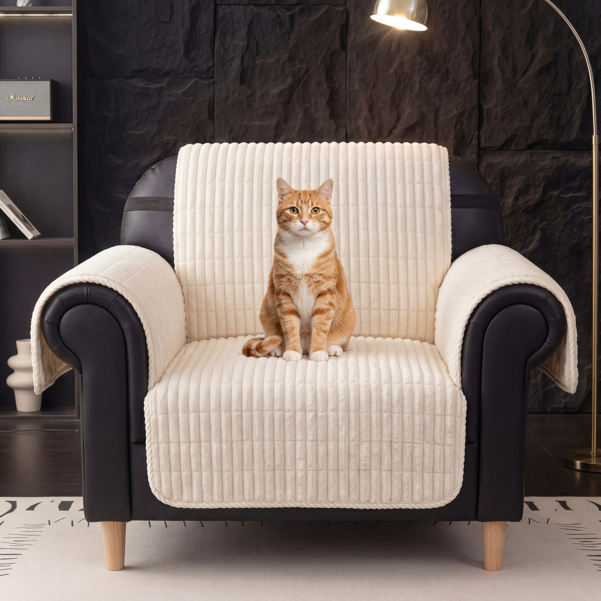 One-Piece Cozy Flannel Sofa Protector — Non-Slip Recliner Chair Cover