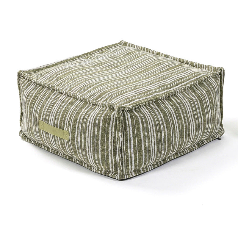 Green corduroy stripe floor cushion dog bed, 65 x 65 x 30 cm deep