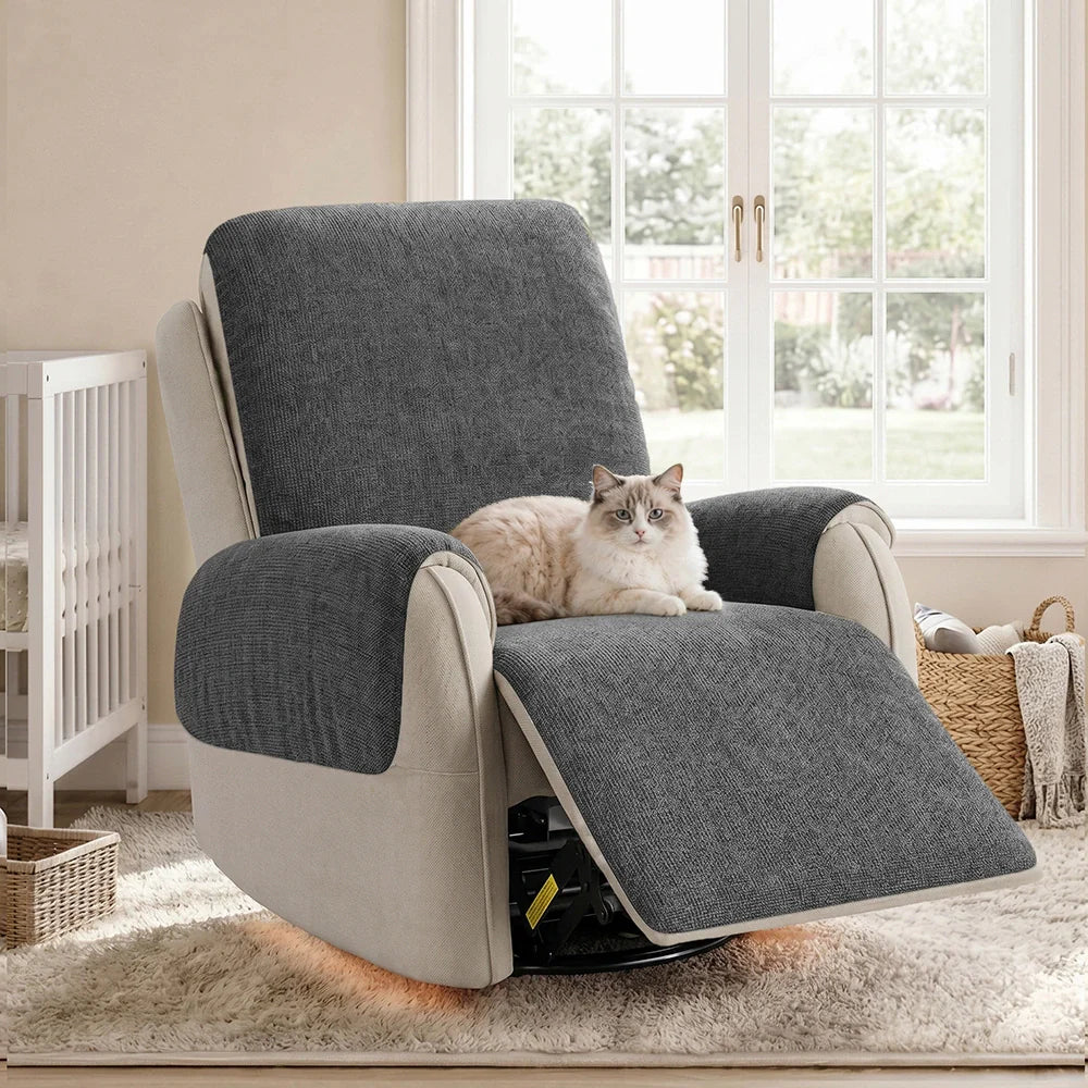 One-Piece Chenille Recliner Chair Cover - Scratch-Resistant, Durable, Water-Repellent & Non-Slip