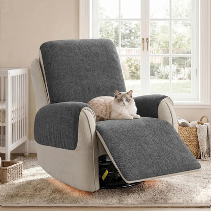 One-Piece Chenille Recliner Chair Cover - Scratch-Resistant, Durable, Water-Repellent & Non-Slip