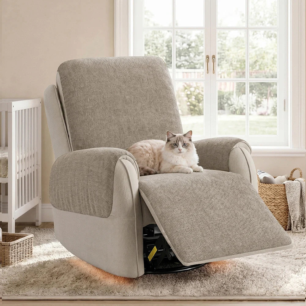 One-Piece Chenille Recliner Chair Cover - Scratch-Resistant, Durable, Water-Repellent & Non-Slip