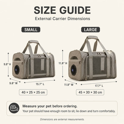 Cat Carrier with Fan for Vet Visits & Road Trips, Soft Sided