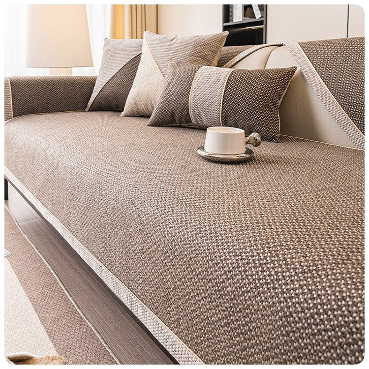Coffee cotton-linen couch cover