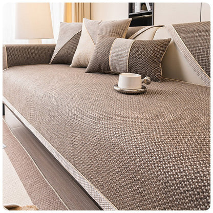Coffee cotton-linen couch cover