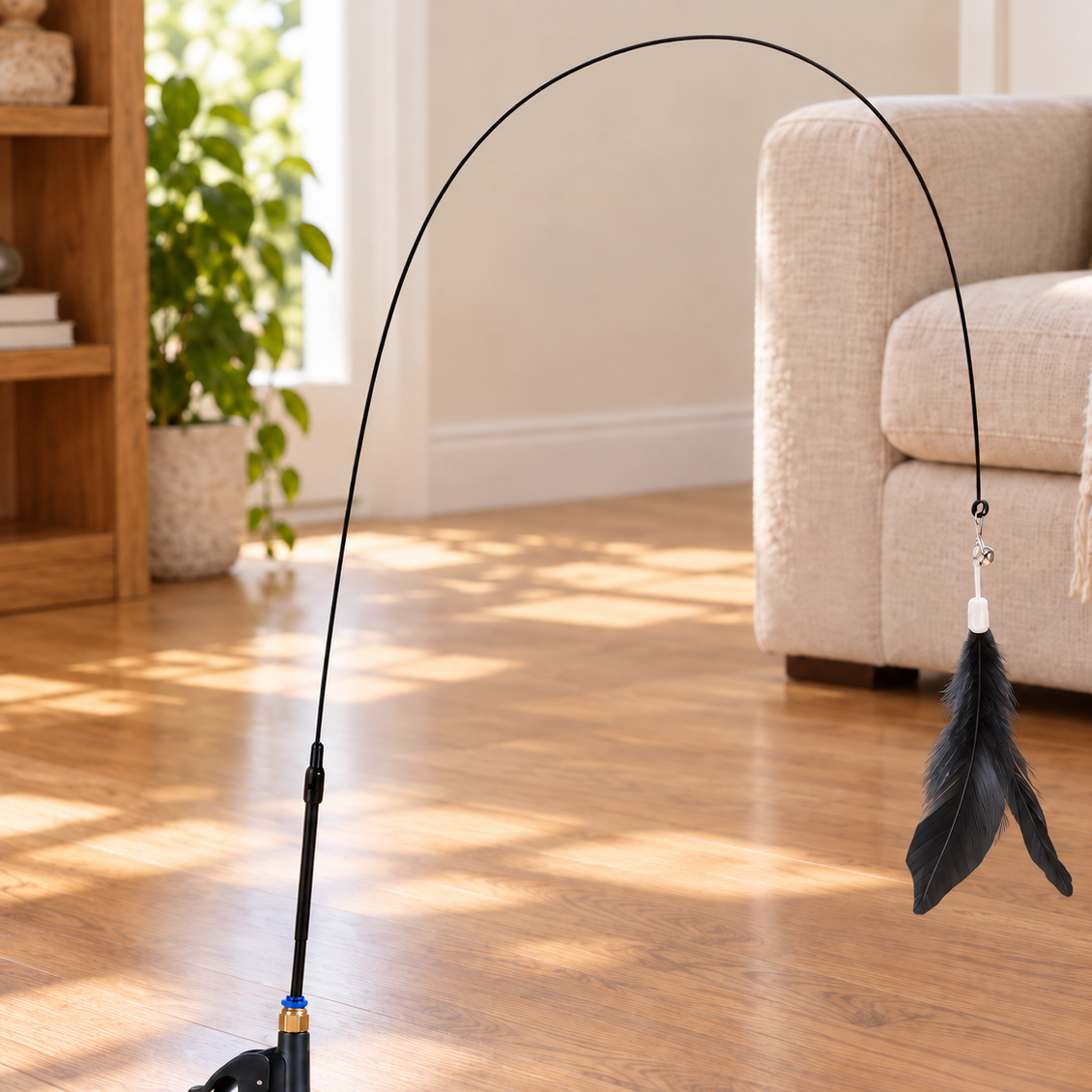 Entertaining Feather Teaser Wand with Suction-Cup Base