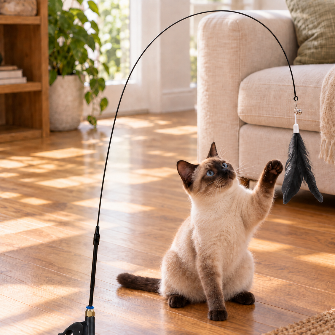 Entertaining Feather Teaser Wand with Suction-Cup Base