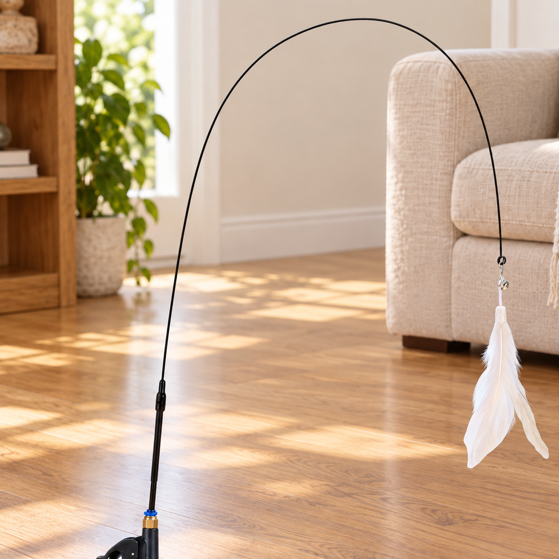 Entertaining Feather Teaser Wand with Suction-Cup Base