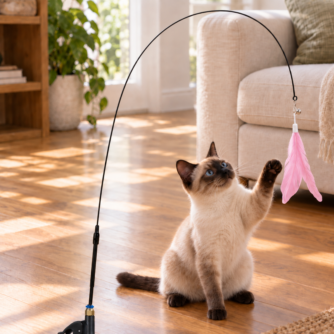 Entertaining Feather Teaser Wand with Suction-Cup Base
