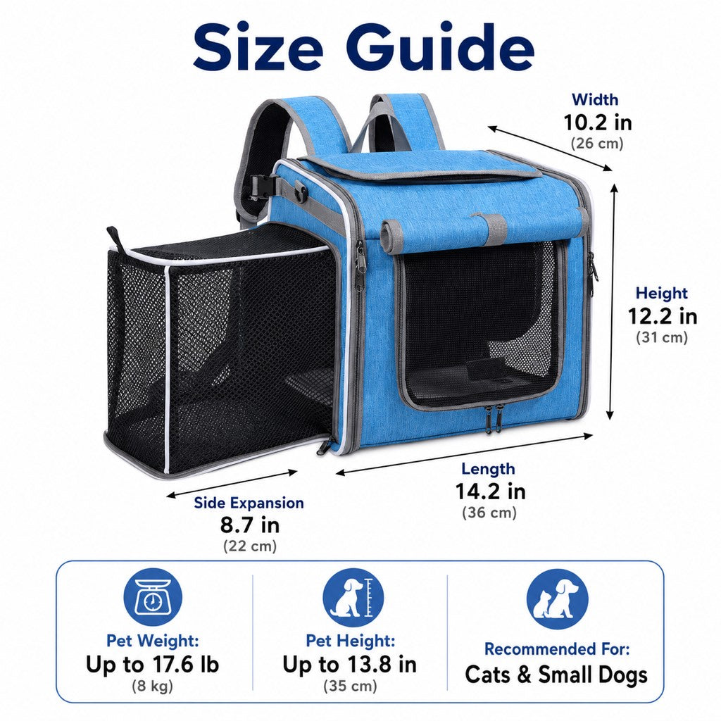 Bike Pet Carrier Backpack, Expandable 4-in-1 for Cats & Small Dogs