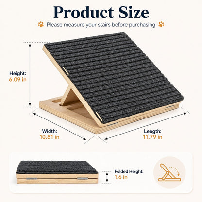Dog Ramp for Bed & Couch, Foldable Wooden Pet Ramp