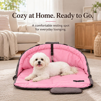 Travel Dog Bed and Carry Bag, 2-in-1 Foldable for Road Trips