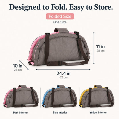 Travel Dog Bed and Carry Bag, 2-in-1 Foldable for Road Trips