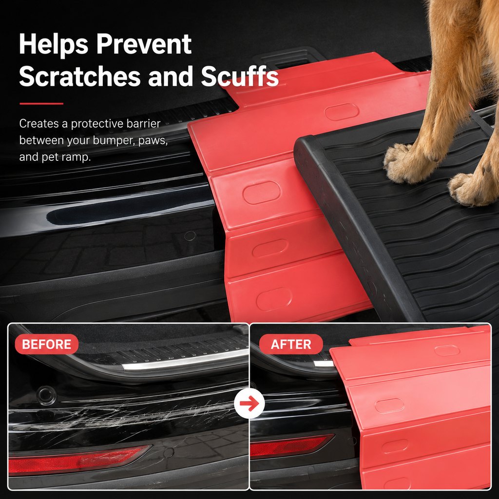 Bumper Protector for Dog Ramps on SUVs, Foldable Mat